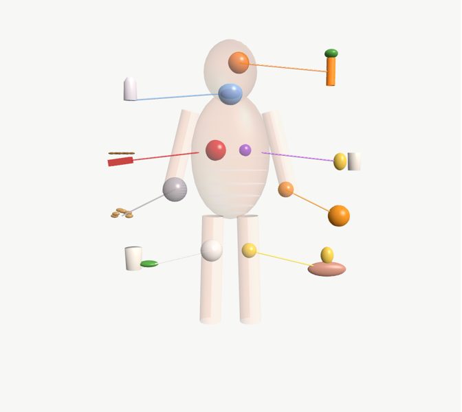 Vitaminas y minerales en 3D